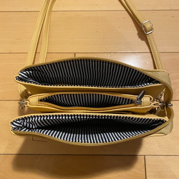 NWOT Faux Leather Yellow Shoulder Bag, Crossbody or Wristlet - Picture 7 of 10